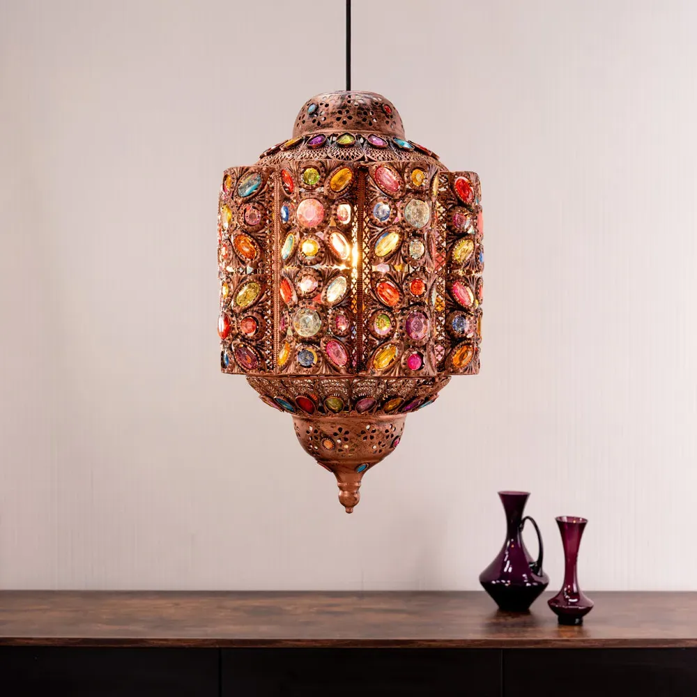 Leyla Moroccan Lantern Lamp Shade - Bronze, Multi