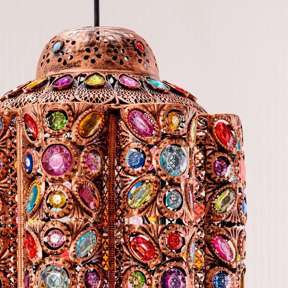 Leyla Moroccan Lantern Lamp Shade - Bronze, Multi