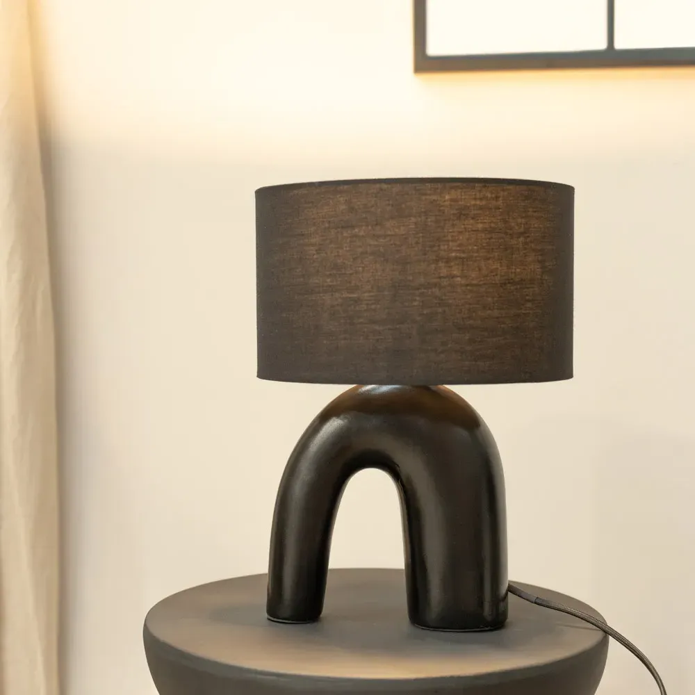 Lia Arch LED Table Lamp - Black, Ceramic