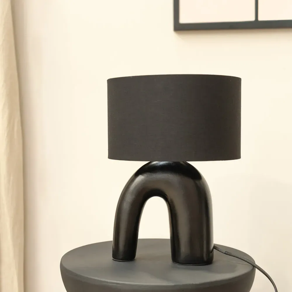 Lia Arch LED Table Lamp - Black, Ceramic