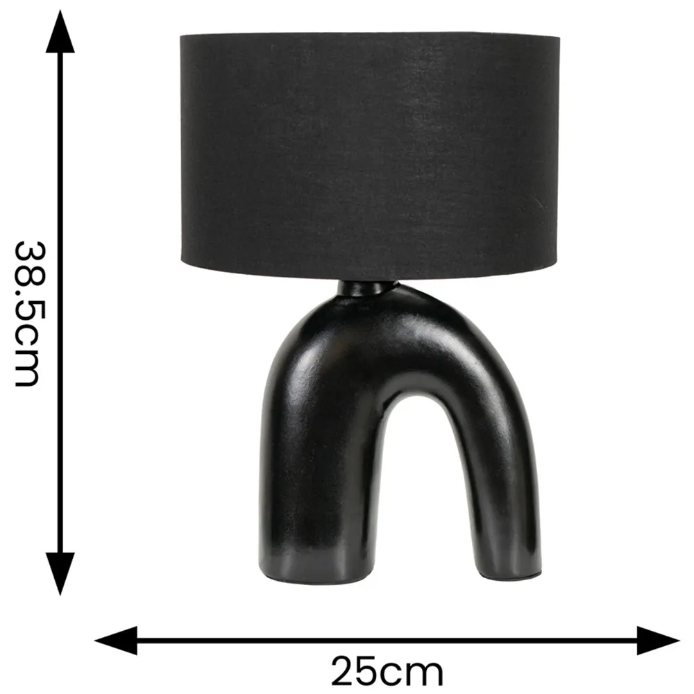 Lia Arch LED Table Lamp - Black, Ceramic