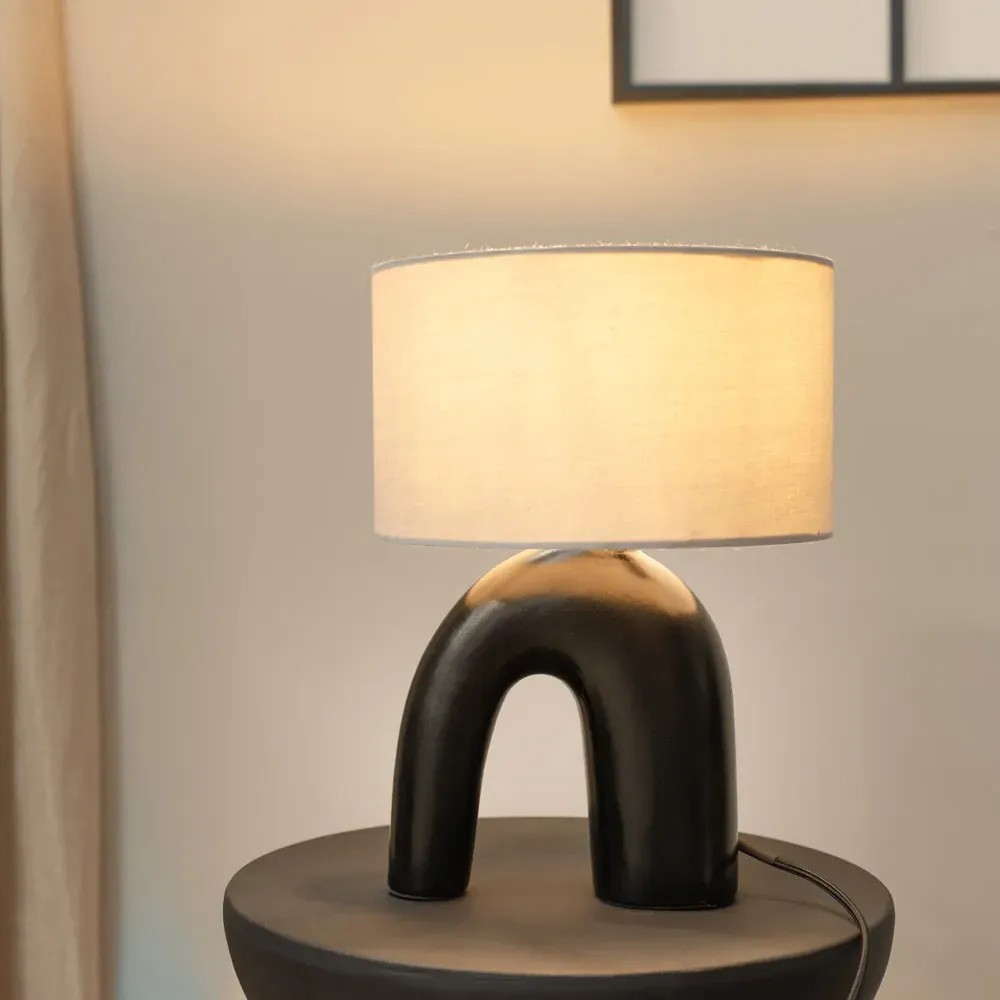 Lia Arch Table Lamp - Black, Ceramic