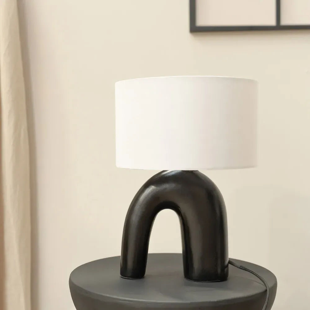 Lia Arch Table Lamp - Black, Ceramic