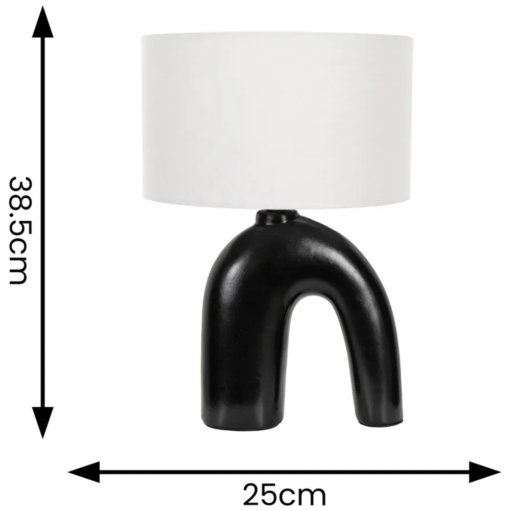 Lia Arch Table Lamp - Black, Ceramic