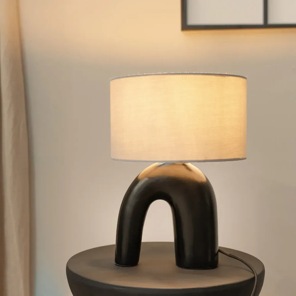 Lia Arch Table Lamp - Grey, Ceramic