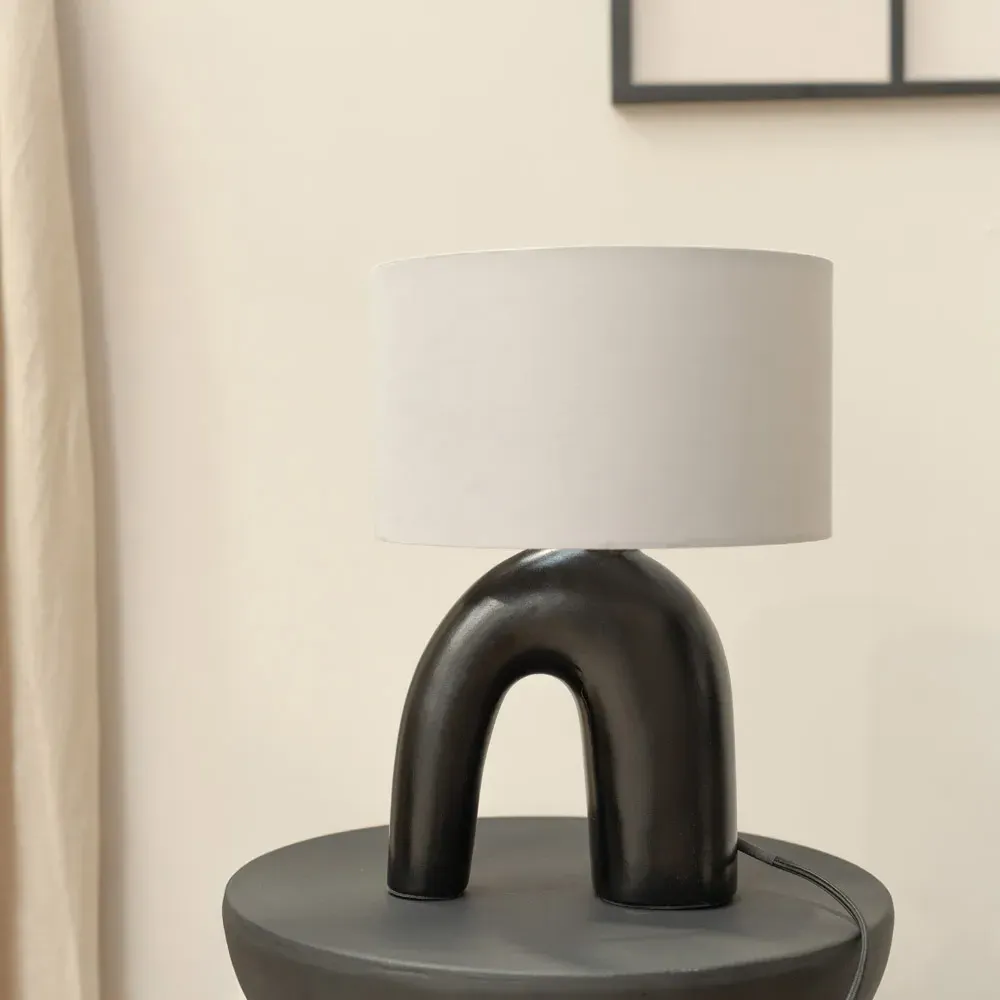 Lia Arch Table Lamp - Grey, Ceramic