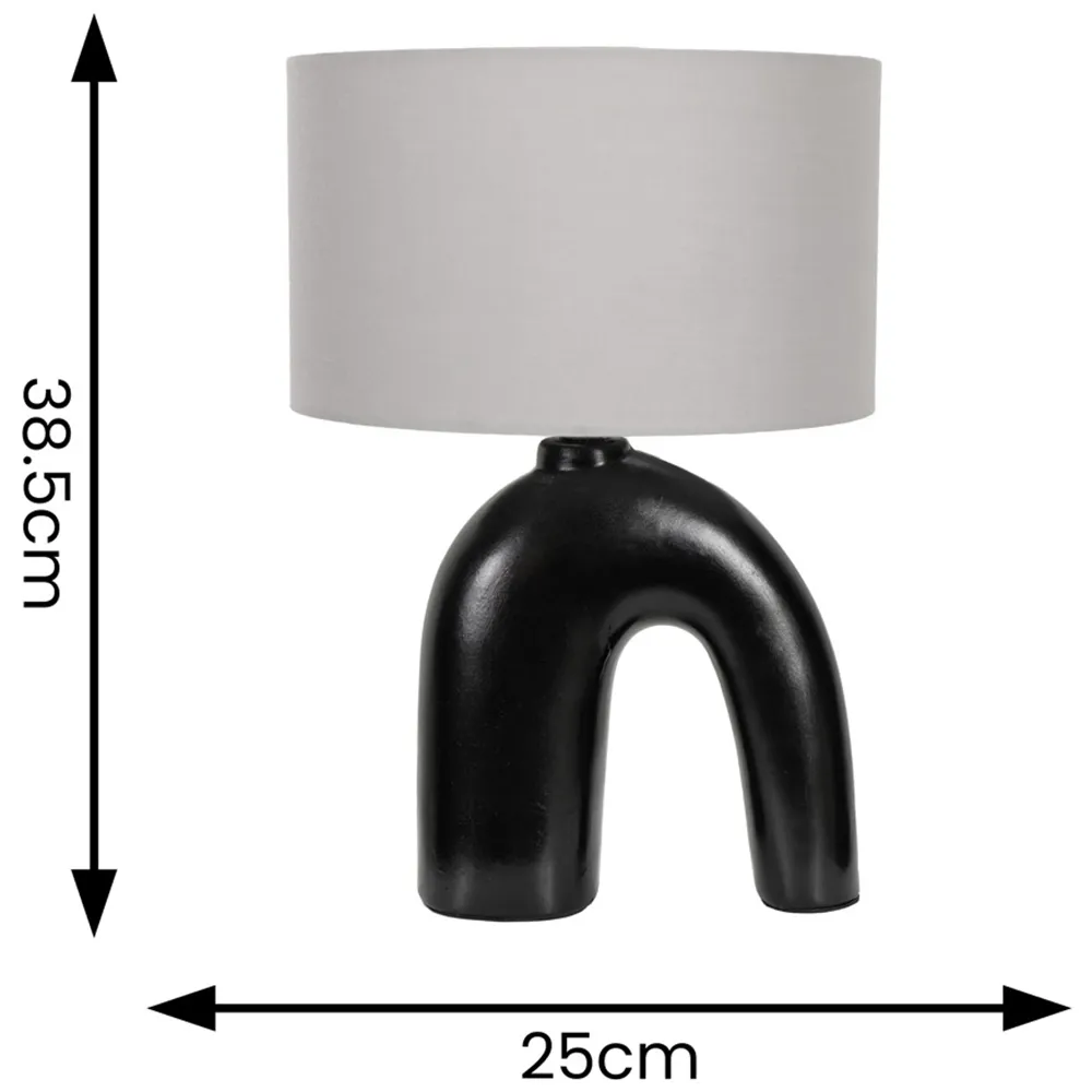 Lia Arch Table Lamp - Grey, Ceramic