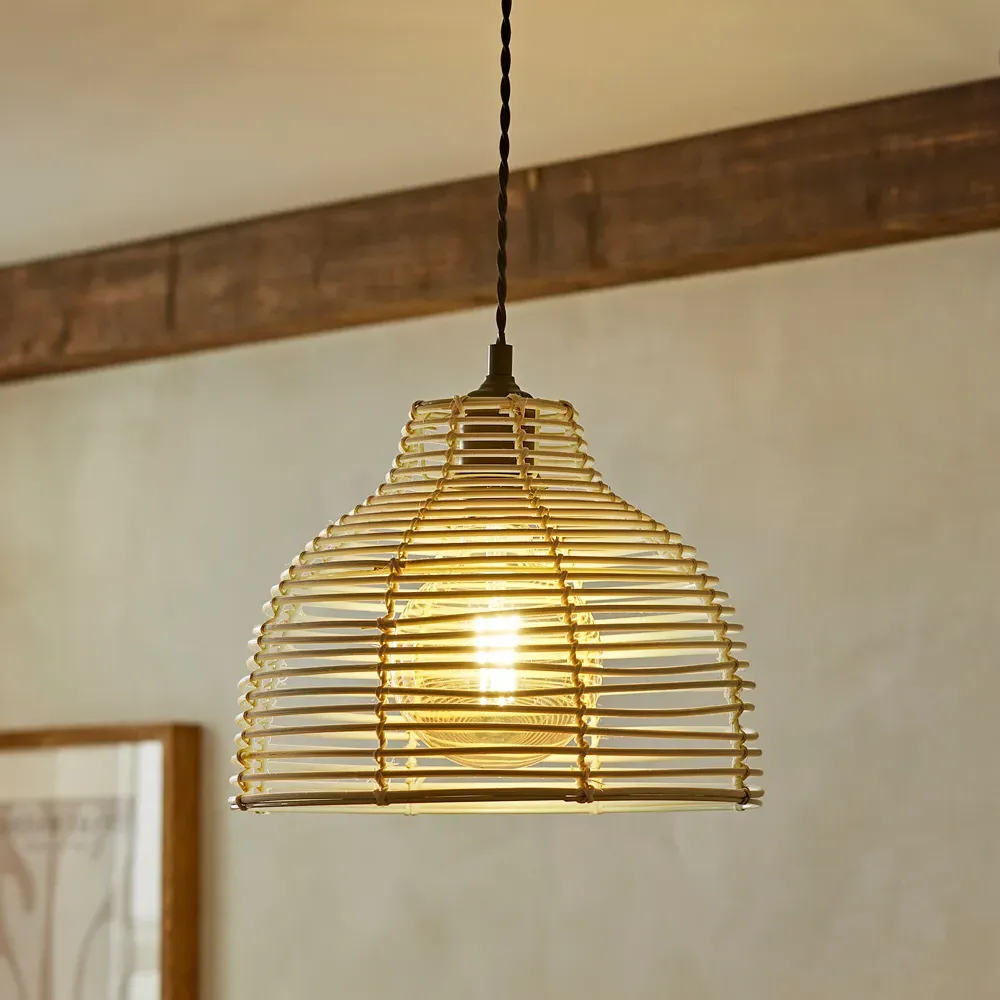 Lobster Pot Weave Basket Ceiling Lamp Shade - Cream