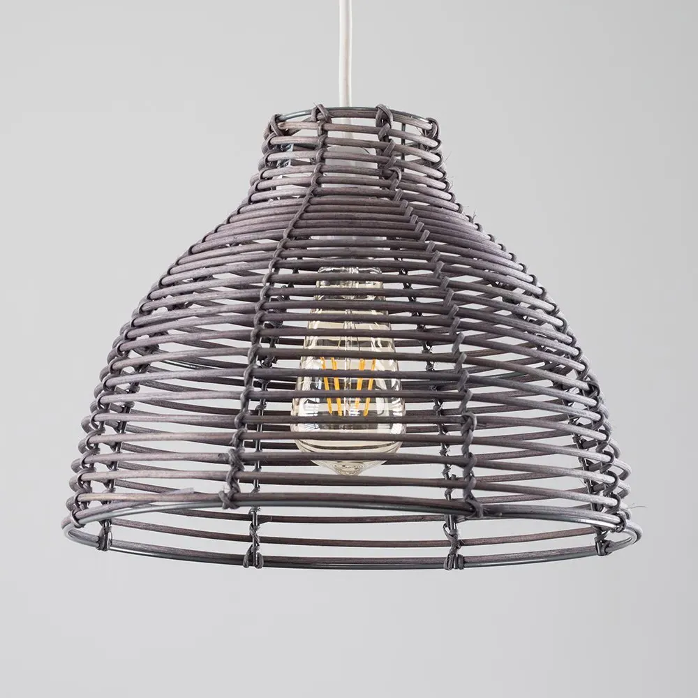 Lobster Pot Weave Basket Ceiling Lamp Shade - Grey