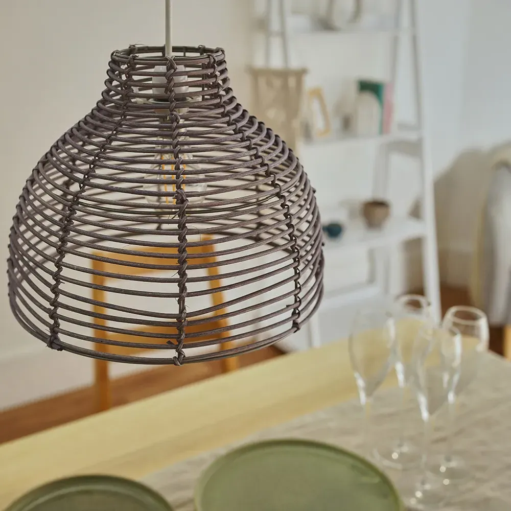 Lobster Pot Weave Basket Ceiling Lamp Shade - Grey
