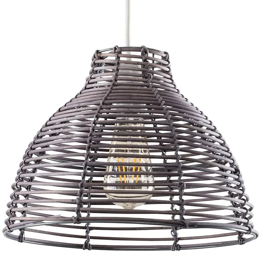 Lobster Pot Weave Basket Ceiling Lamp Shade - Grey