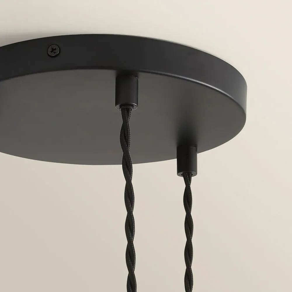 Loralei 3 Drop Cluster Ceiling Pendant - Black, Faux Silk