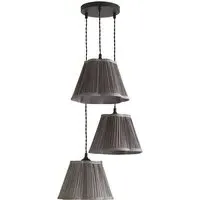 Loralei 3 Drop Cluster Ceiling Pendant - Black, Faux Silk