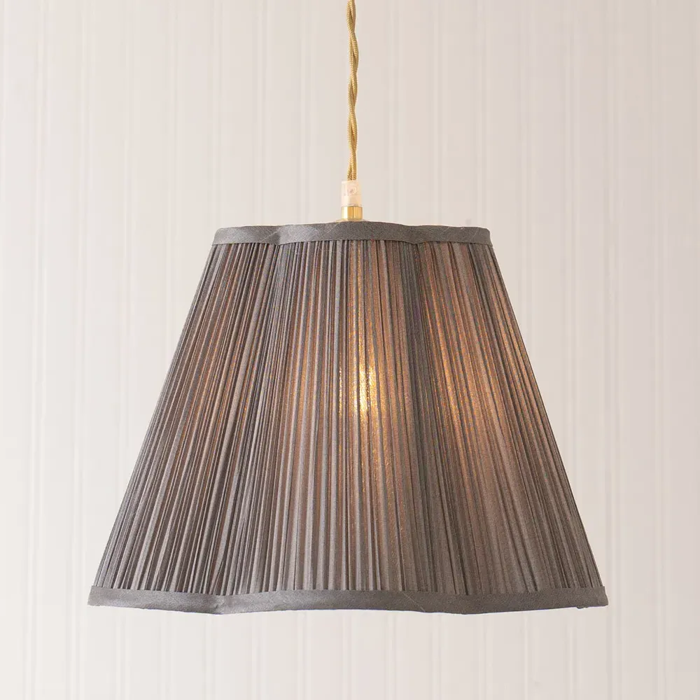 Loralei Large Pleated Lamp Shade - Dark Grey, Faux Silk