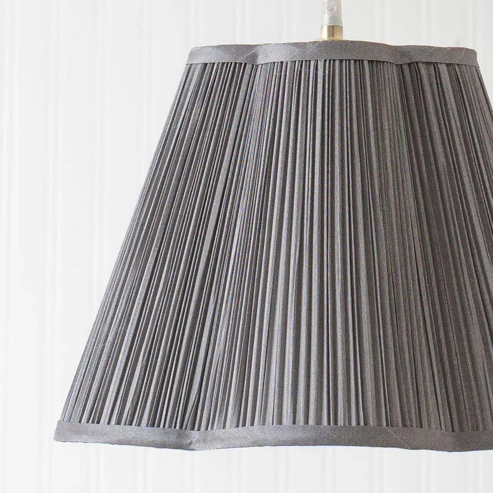 Loralei Large Pleated Lamp Shade - Dark Grey, Faux Silk