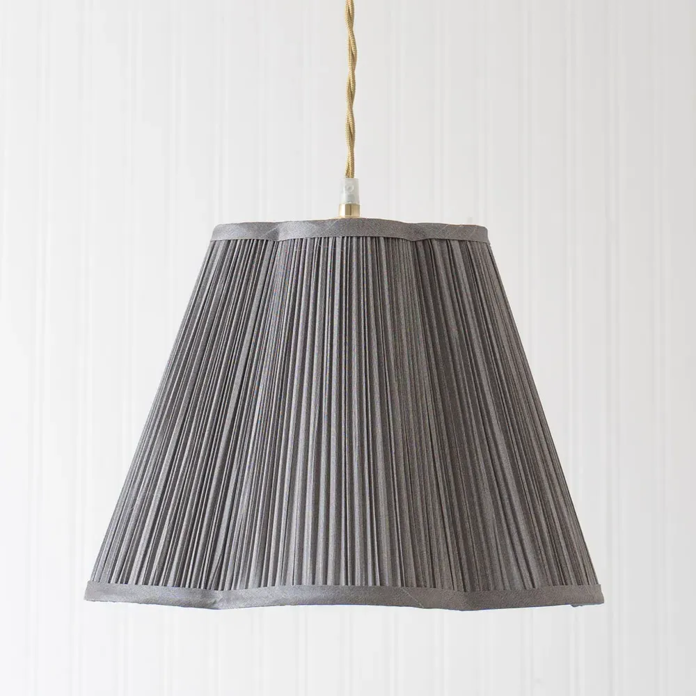 Loralei Large Pleated Lamp Shade - Dark Grey, Faux Silk