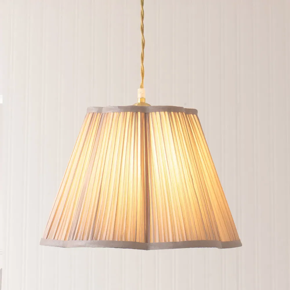 Loralei Large Pleated Lamp Shade - Light Grey, Faux Silk