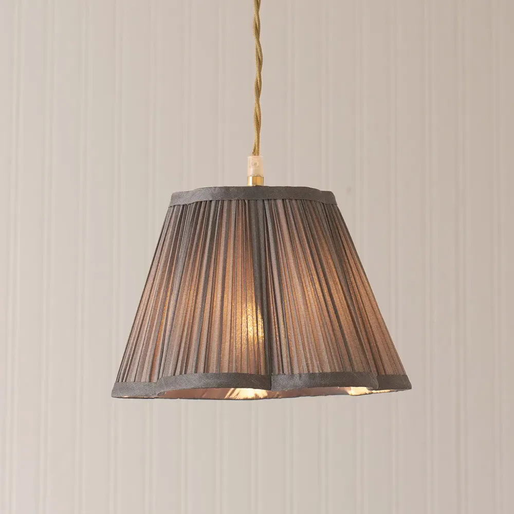 Loralei Small Pleated Lamp Shade - Dark Grey, Faux Silk