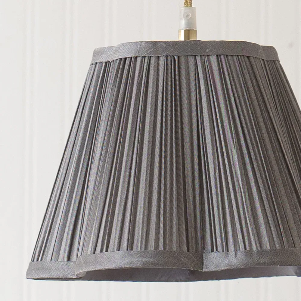 Loralei Small Pleated Lamp Shade - Dark Grey, Faux Silk