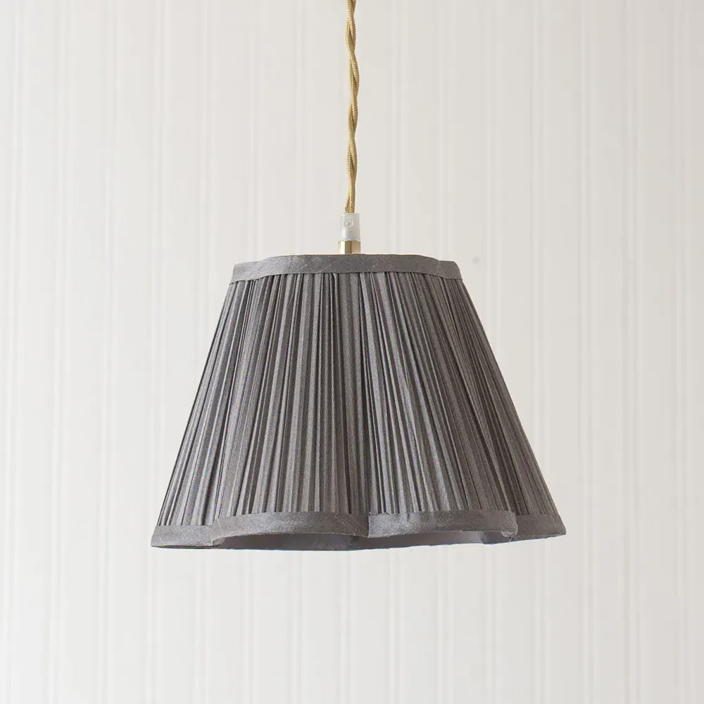 Loralei Small Pleated Lamp Shade - Dark Grey, Faux Silk