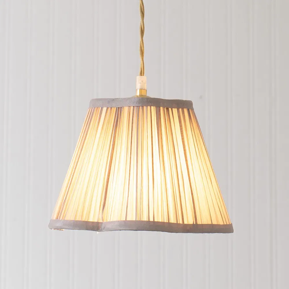 Loralei Small Pleated Lamp Shade - Light Grey, Faux Silk