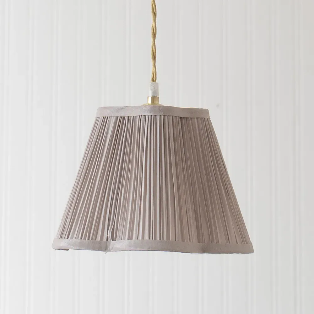Loralei Small Pleated Lamp Shade - Light Grey, Faux Silk