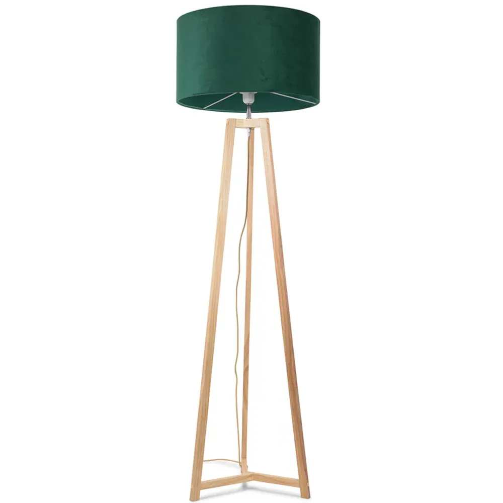 Lottie Tripod Floor Lamp - Forest Green, Velvet