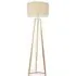 Lottie Tripod Floor Lamp - Natural Wood, Natural Fabric