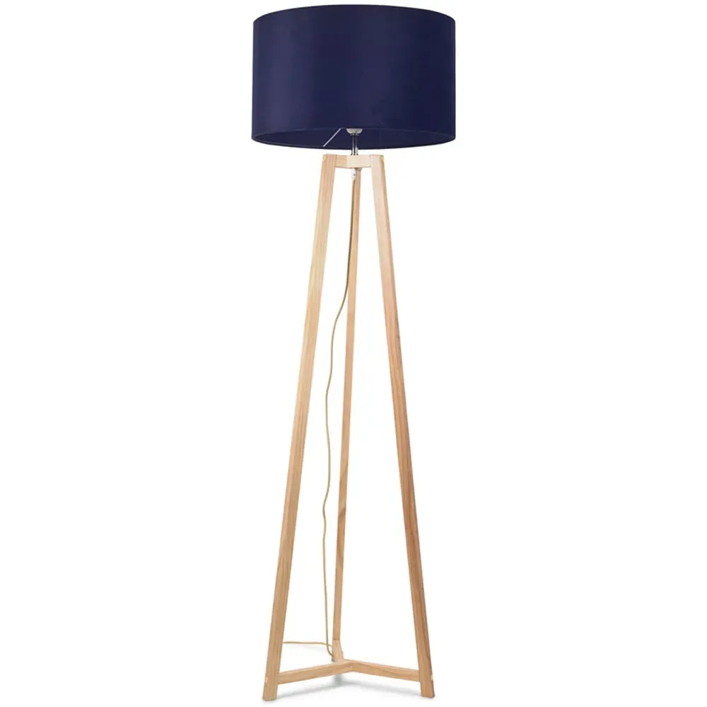 Lottie Tripod Floor Lamp - Navy Blue, Velvet