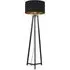 Lottie Tripod Floor Lamp with Black and Gold Drum Shade - Black, Wood