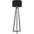 Lottie Tripod Floor Lamp with Black Fabric Drum Shade - Black, Wood
