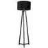 Lottie Tripod Floor Lamp with Black Velvet Drum Shade - Black, Wood