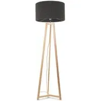 Lottie Tripod Floor Lamp with Boucle Shade - Cream, Wood