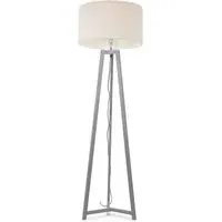 Lottie Tripod Floor Lamp with Boucle Shade - Grey, Wood