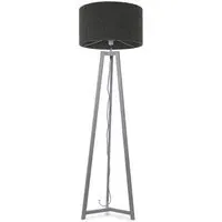 Lottie Tripod Floor Lamp with Boucle Shade - Grey, Wood