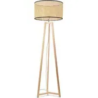 Lottie Tripod Floor Lamp with Cane Shade - Cream, Wood