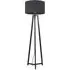 Lottie Tripod Floor Lamp with Charcoal Fabric Drum Shade - Black, Wood