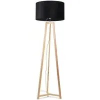 Lottie Tripod Floor Lamp with Drum Shade - Black, Wood
