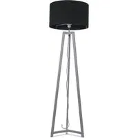 Lottie Tripod Floor Lamp with Drum Shade - Black, Wood