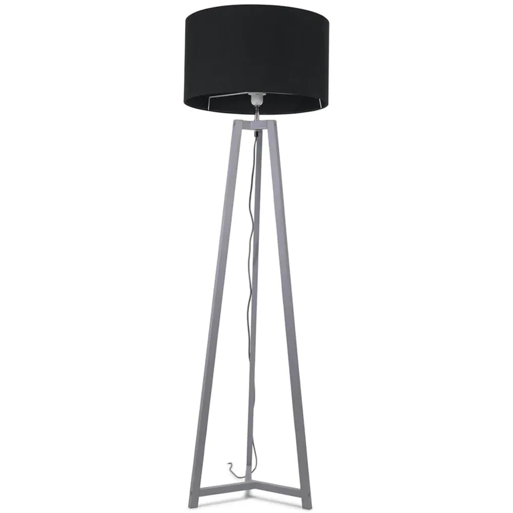 Lottie Tripod Floor Lamp with Drum Shade - Black, Wood