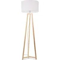 Lottie Tripod Floor Lamp with Drum Shade - Cream, Wood