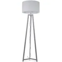 Lottie Tripod Floor Lamp with Drum Shade - Grey, Wood