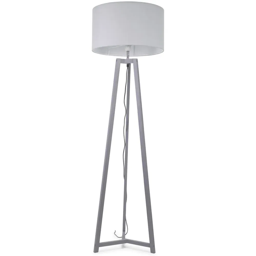 Lottie Tripod Floor Lamp with Drum Shade - Grey, Wood