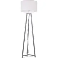 Lottie Tripod Floor Lamp with Drum Shade - Grey, Wood