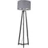 Lottie Tripod Floor Lamp with Grey Chrome Drum Shade - Black, Wood