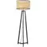 Lottie Tripod Floor Lamp with Natural Cane Drum Shade - Black, Wood