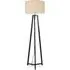 Lottie Tripod Floor Lamp with Natural Fabric Drum Shade - Black, Wood