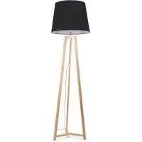 Lottie Tripod Floor Lamp with Tapered Shade - Black, Wood