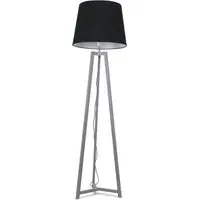 Lottie Tripod Floor Lamp with Tapered Shade - Black, Wood