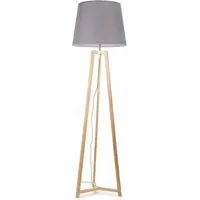 Lottie Tripod Floor Lamp with Tapered Shade - Cream, Wood